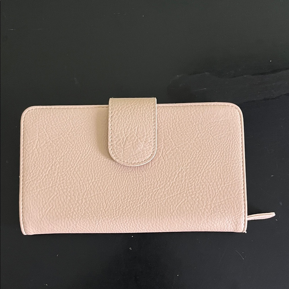 Large cream colored Faux leather zip up Wallet